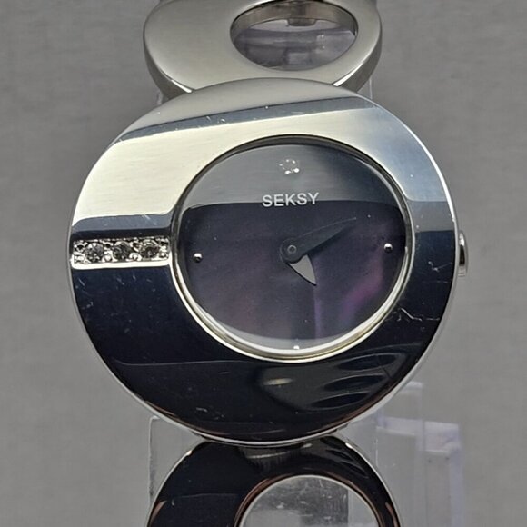 Womens Sekonda Seksy Silver Tone Crystals  4798S BKT Watch New Battery Art Deco - Picture 4 of 11